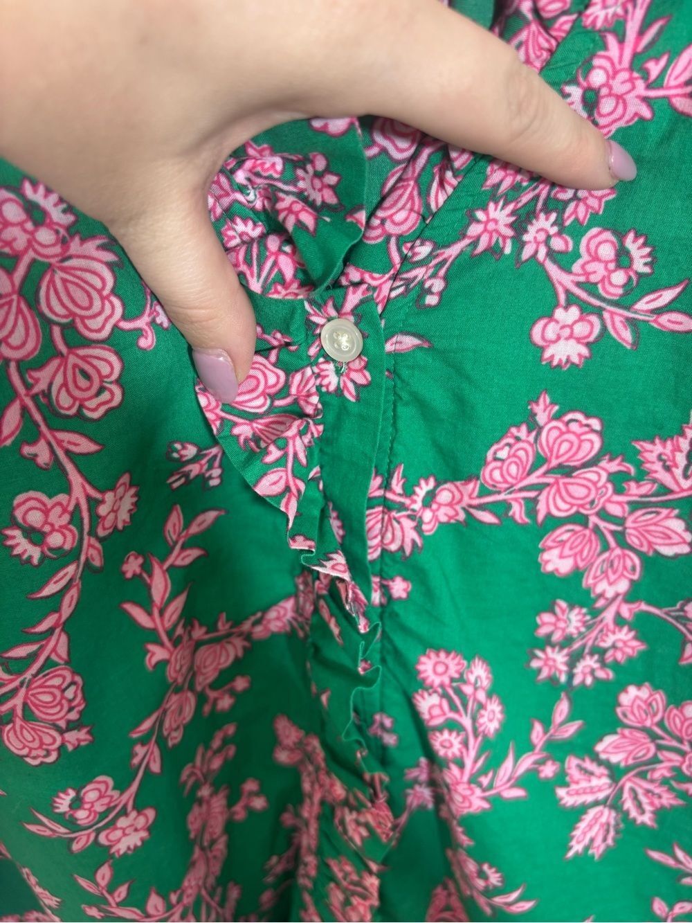 J.Crew Sleeveless ruffle top floral button up cotton medium - Picture 8 of 12